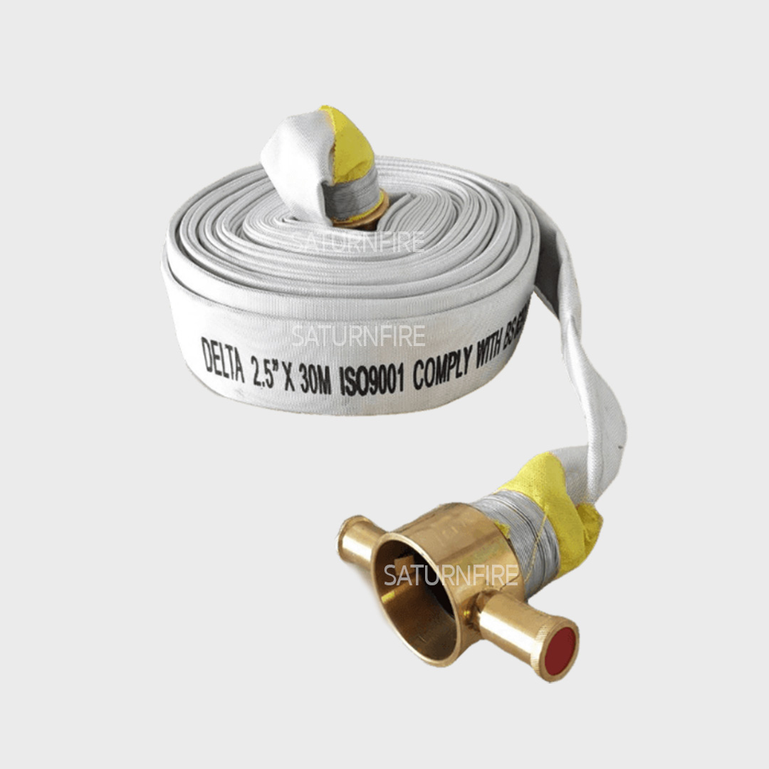 สายดับเพลิง ผ้าใบสังเคราะห์ สีขาว polyester, DELTA (1.5"x20m, Alu1.5")