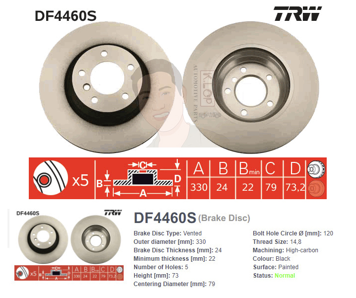 DF4460S จานเบรค-ดรัมเบรค(TRW) BMW E92 325i Coupe ปี2007-2010 F V