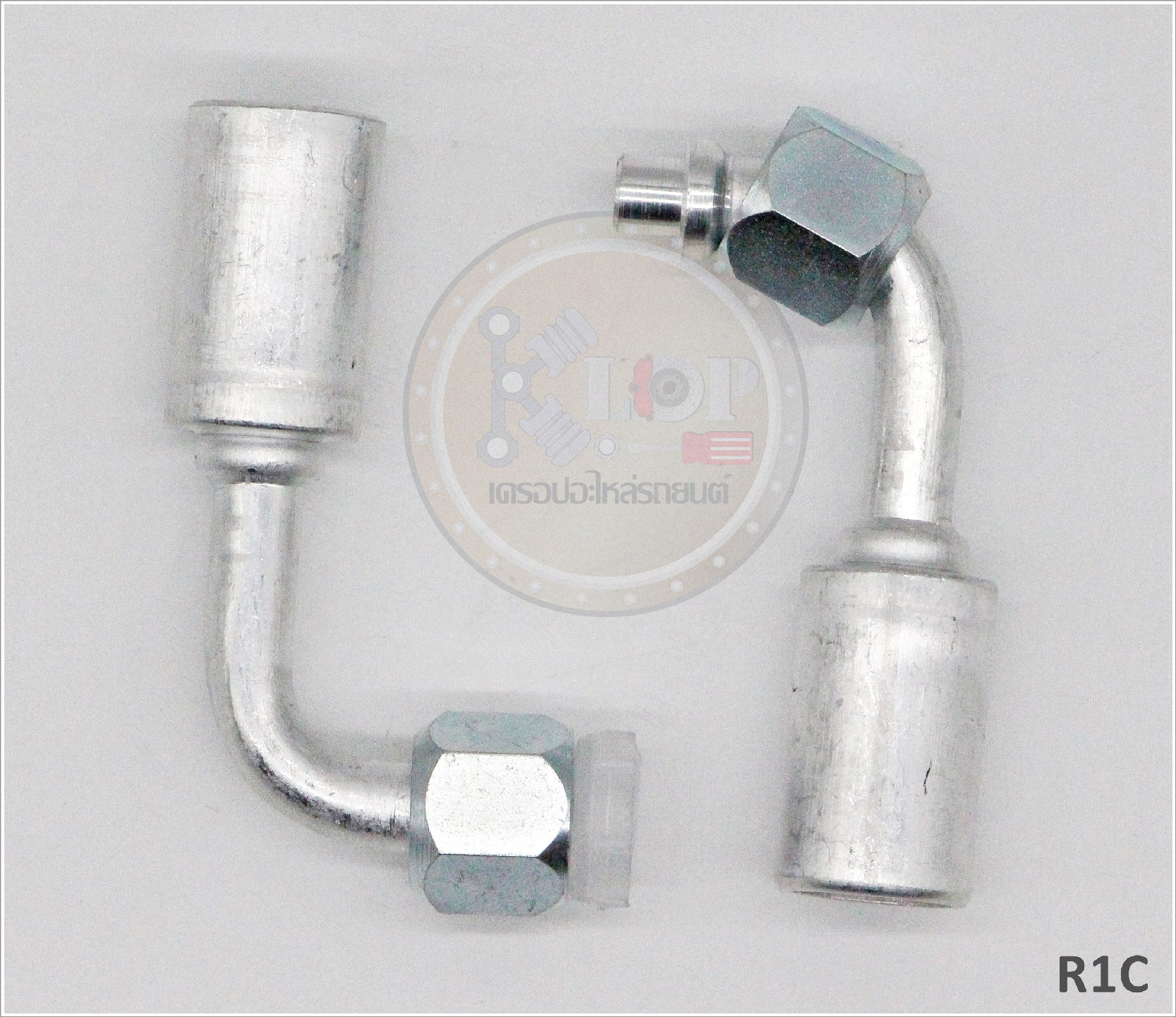 R1C พิตติ้ง 3/8นิ้ว - 90องศา โอริง R134a (ปลอกอลูมิเนียม) (Vinn)