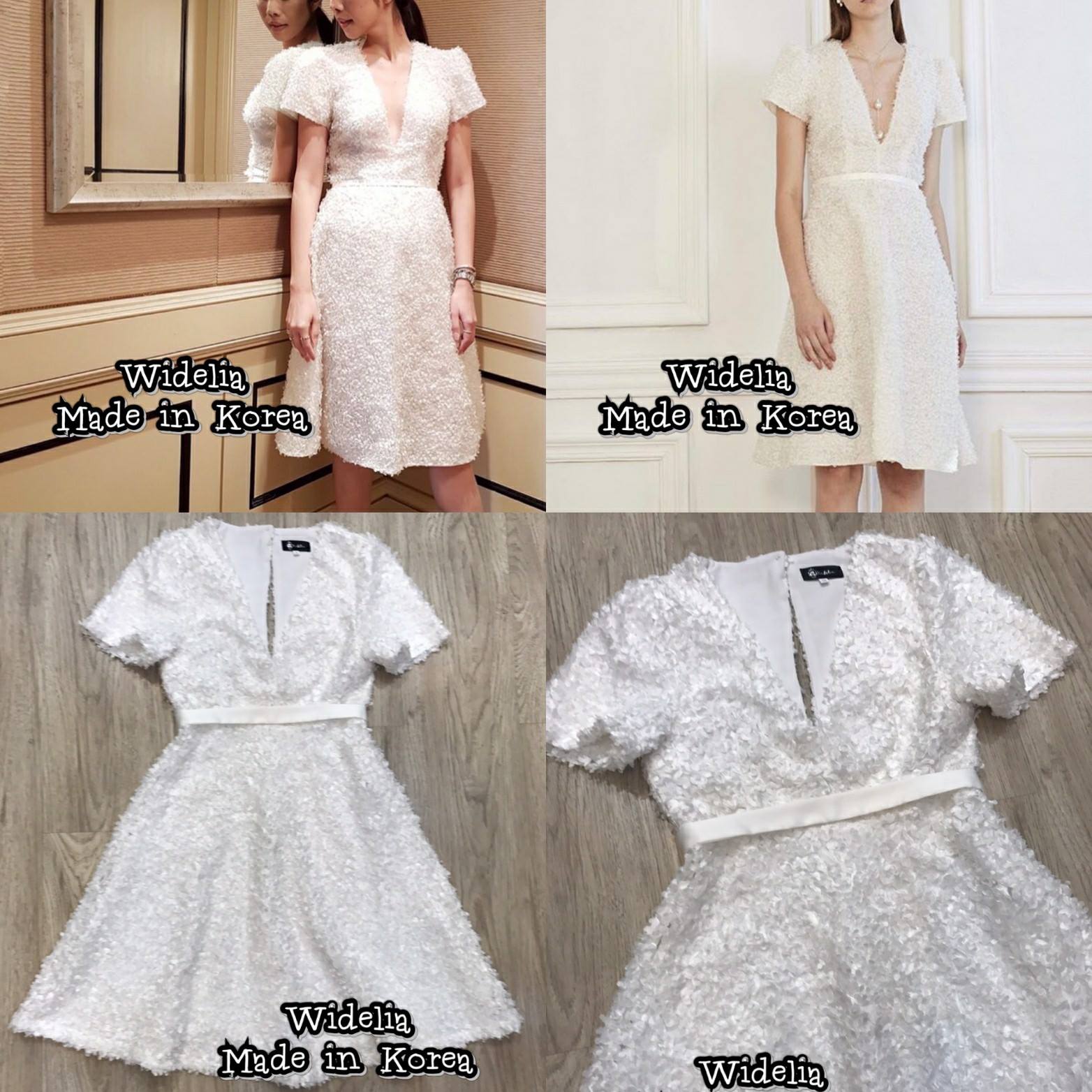 *พร้อมส่ง*PTY Dress :: เดรสคอวีตัวสวยอลังด้วยตัวชุดเลือกใช้ผ้าที่มี Texture ในตัว