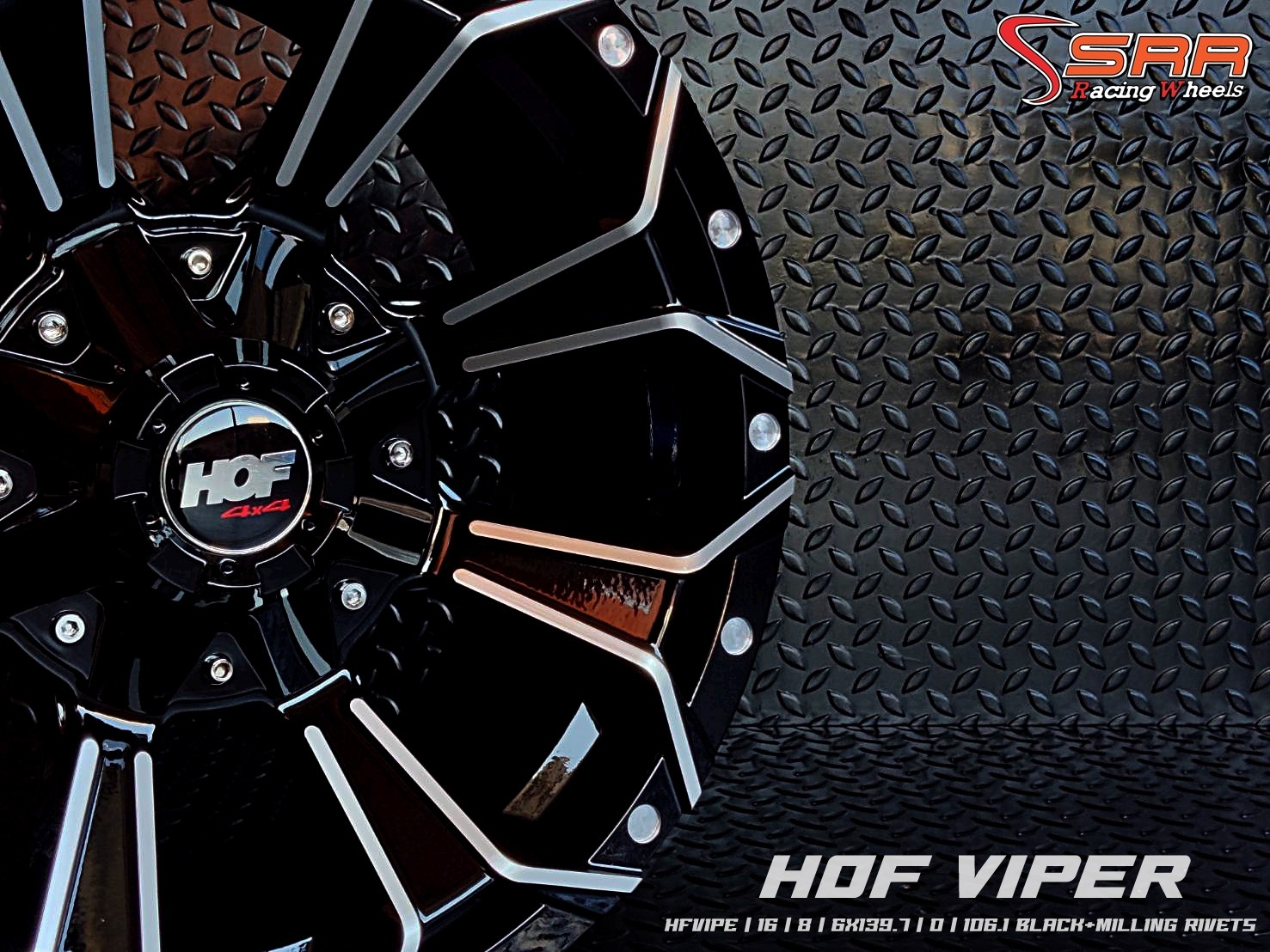 HOF VIPER ขอบ16 6H139.7 ET0 BLACK+MILLING RIVETS ราคาพิเศษ