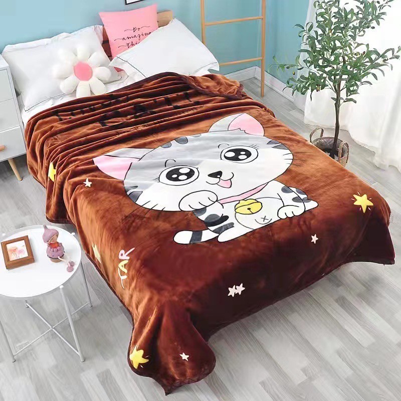 ผ้าห่มขนมิ้ง 6 ฟุต หนัก 2 KG ความหนาผ้า 2 ชั้น (คละลาย 6 ผืน)