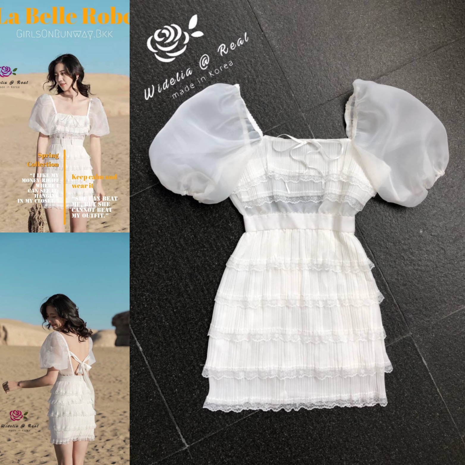 Korea Mini dress มินิเดรสตัวสั้นแขนพองแสนสวย