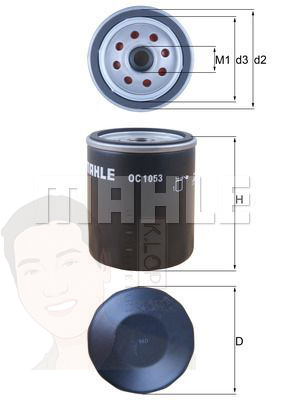 OC 1053 กรองน้ำมันเครื่อง Caravelle 2.0TDI T5 ปี09, T6 ปี15 ยี่ห้อ MAHLE