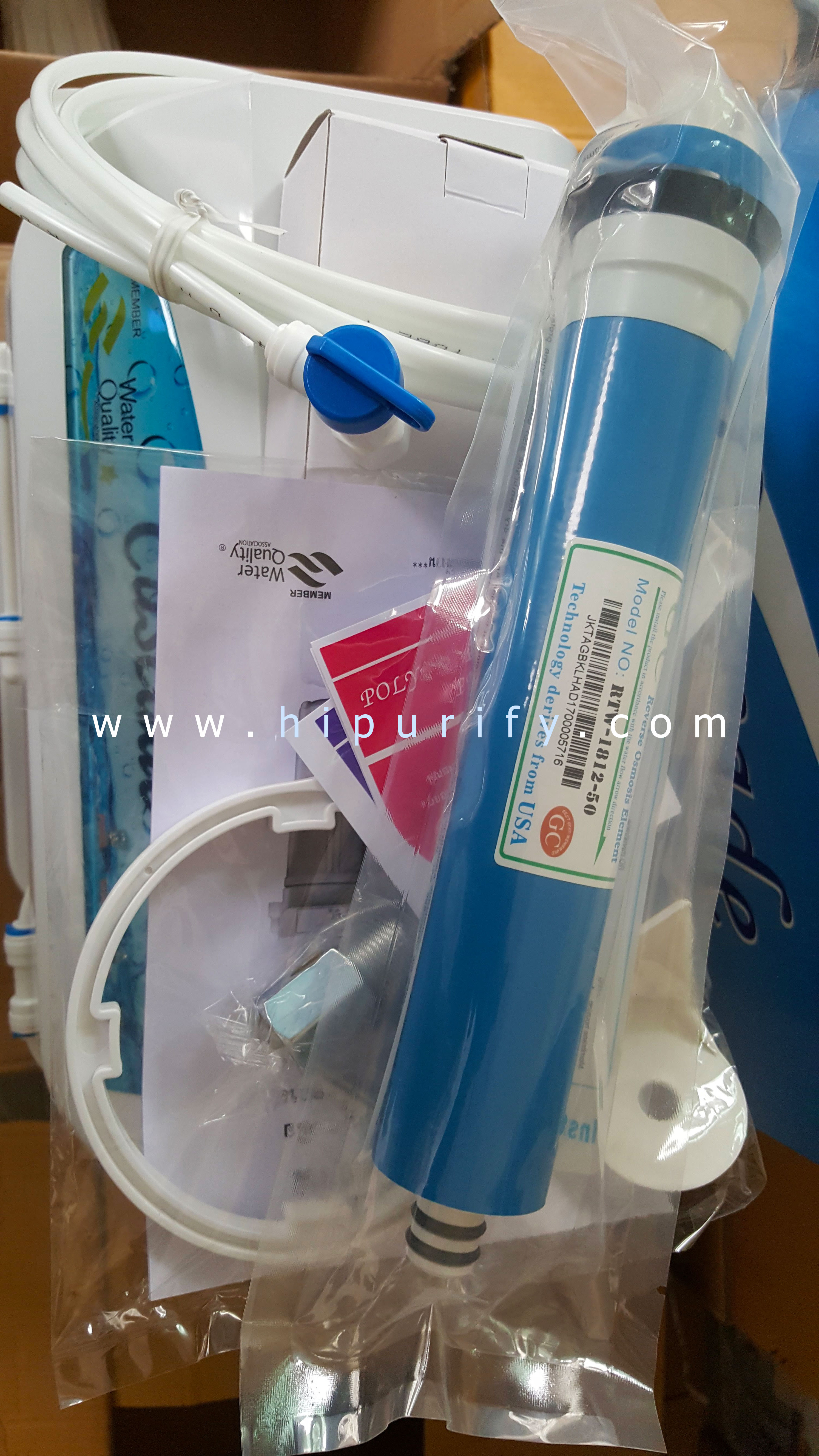 เครื่องกรองน้ำ RO 75GPD รุ่น Cascade โครงฝาครอบ + ถังสำรองน้ำ 3.2 GL (อุปกรณ์ติดตั้งครบชุด)