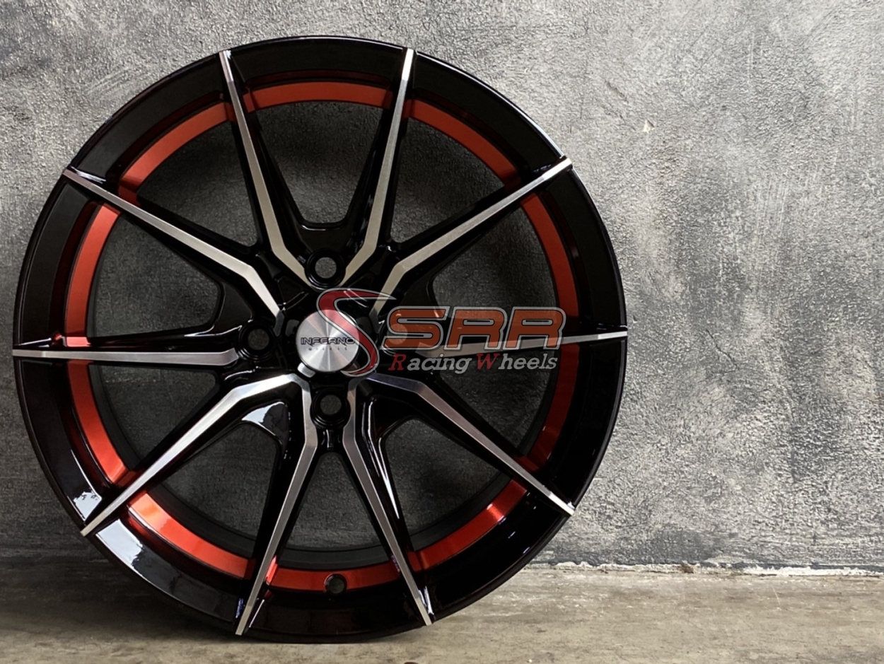 INFERNO 949 15x7 4x100 ET+35 BLACK POLISH/INSIDE RED