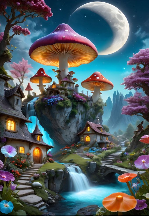 Bluebird Puzzle - Mushroom Town 1000 pcs.