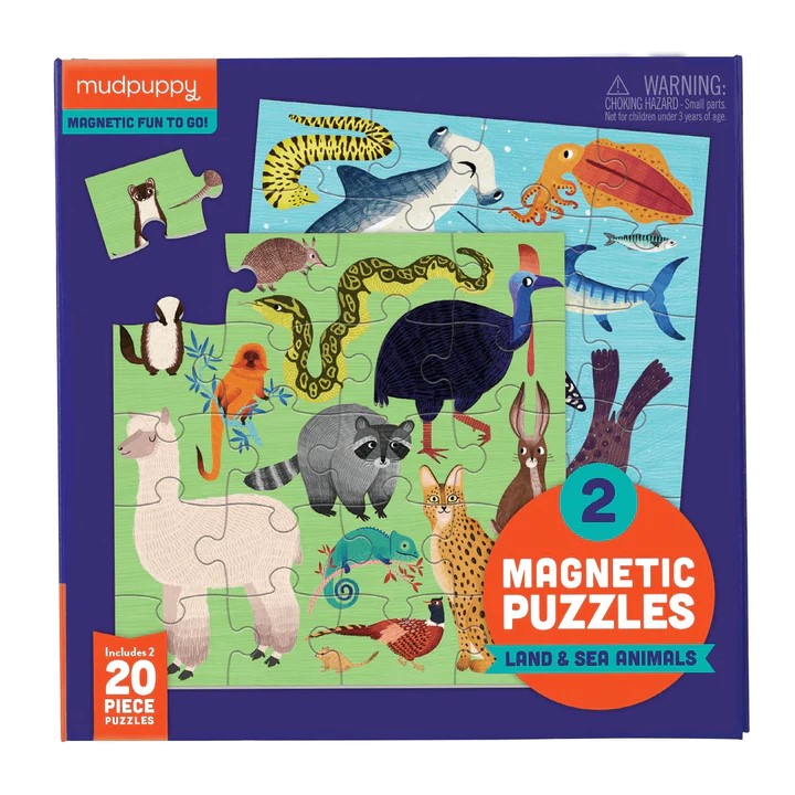Mudpuppy - Land & Sea Animals (Magnetic Puzzle) (2x20pcs.) 40 pcs.