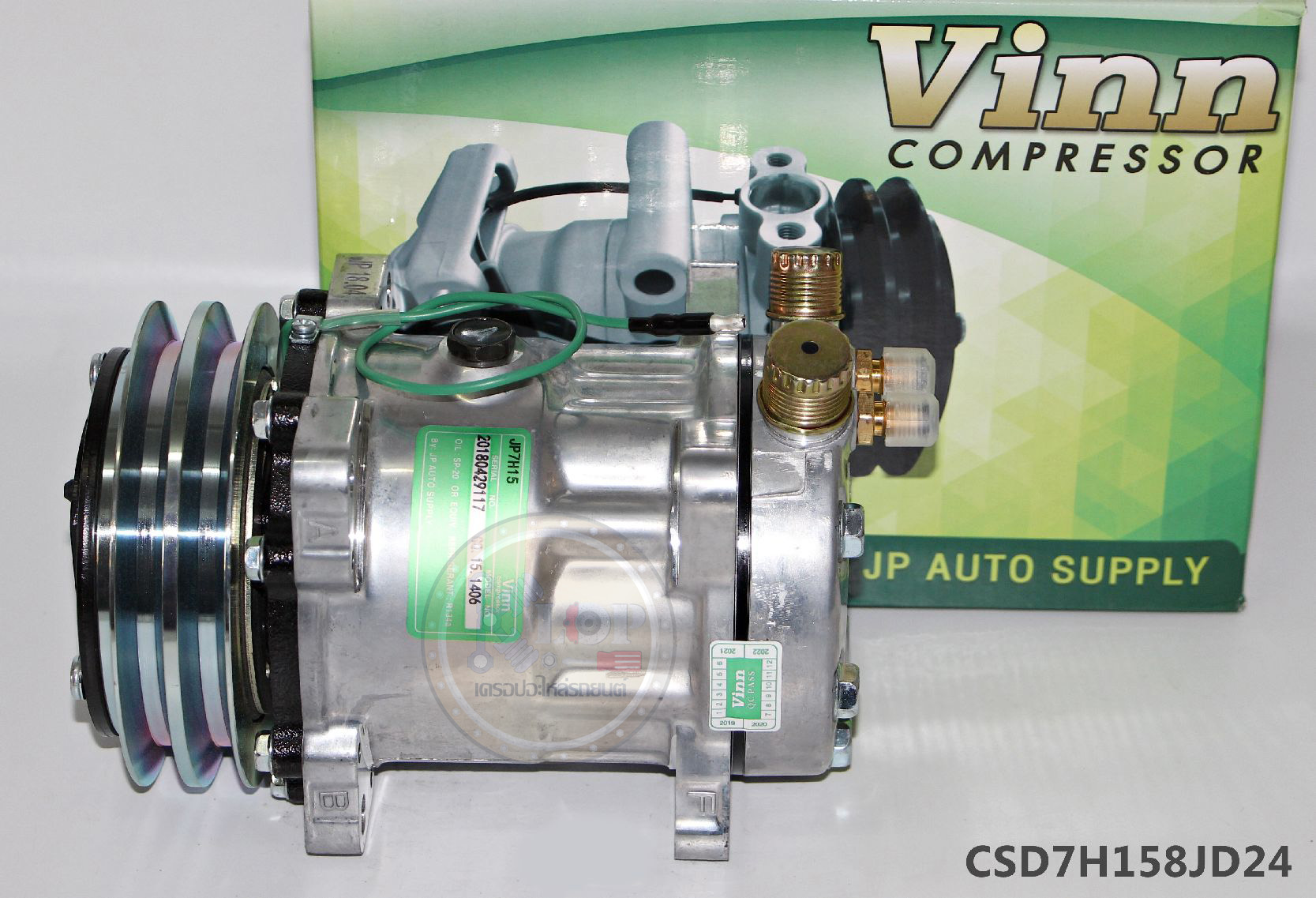 CSD7H158JD24 คอมแอร์ Sandenโดย(Vinn) SD 7H15 2A 24v. R134 เกลียวโอริง 8ขา