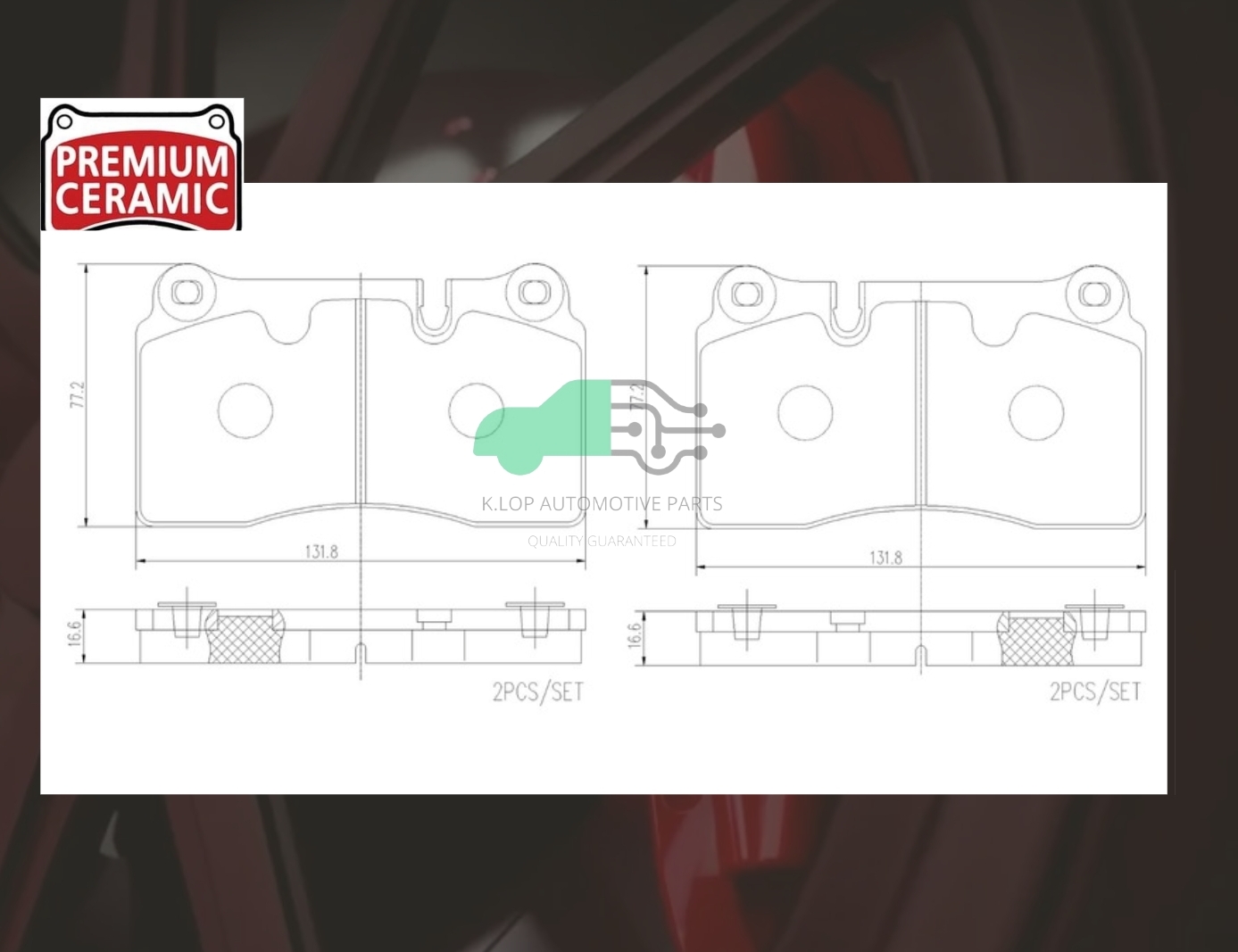P02 002N ผ้าเบรกหน้า (แท้ BREMBO รุ่น Ceramic) ASTON MARTIN DB9 Vantage 12-16