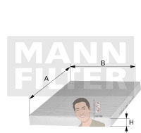CUK23015-2 ไส้กรองแอร์ชาโคล(BMW) X1 18i (F48) ปี2015- เครื่องยนต์ B38 (MANN-FILTER***งานพรีเมี่ยมแท้นำเข้ายุโรป) Dimensions(mm.) A=233 B=115 H=32