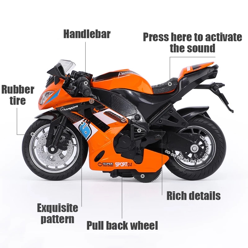 โมเดลรถมอเตอร์ไซค์ บิ๊กไบค์ Scale 1:14 มีเสียงมีไฟ (ปลีก-ส่ง)