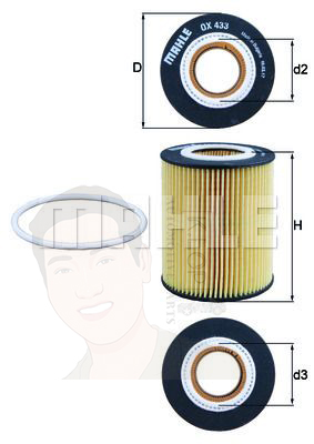 OX 433D กรองน้ำมันเครื่อง VOLVO B6304 B6324 / S60 S80 V70 XC60 XC90 ยี่ห้อ MAHLE