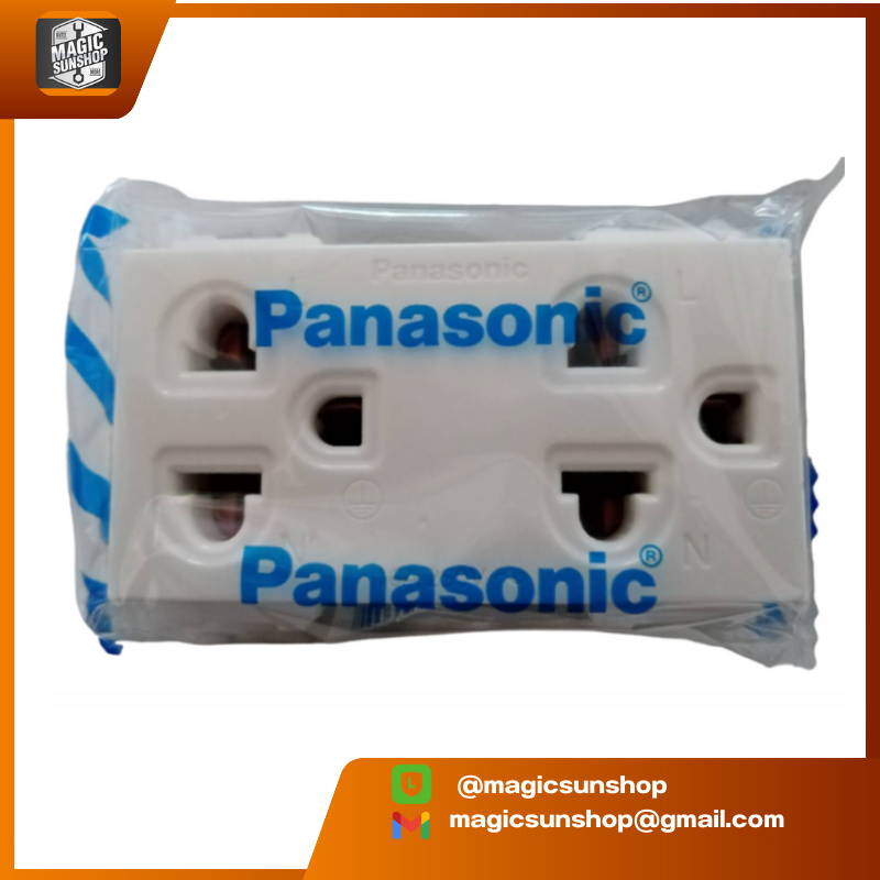 PANASONIC เต้ารับคู่เสียบขากลมแบนมีกราวด์ WEG15929