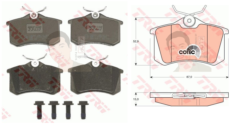 GDB823 ผ้าเบรค-หลัง(TRW) (เนื้อผ้า COTEC) SEAT ALHAMBRA (ไม่มี Sensor)