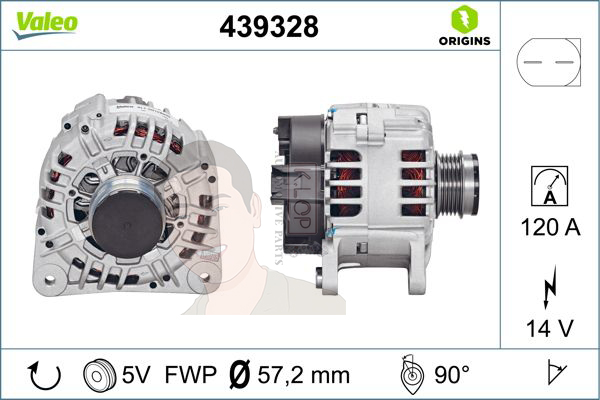 439328 ไดชาร์จ Valeo รุ่น VW PASSAT B5 TDI 5 ร่อง 120A