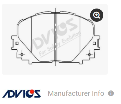 A1N123 ผ้าเบรกหน้าแท้ญี่ปุ่น ADVICS : รุ่น NEW VIOS / YARIS