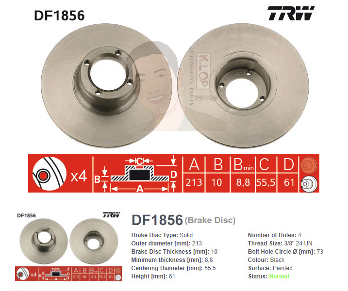 DF1856 จานเบรค-ดรัมเบรค(TRW) MINI CLASSIC ปี1964-1971 F S