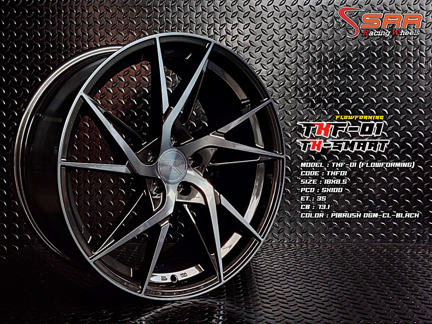 TKF-01 FLOW FORMING ขอบ18 5H100 ET35 P/BRUSH DGM-CL-BLACK