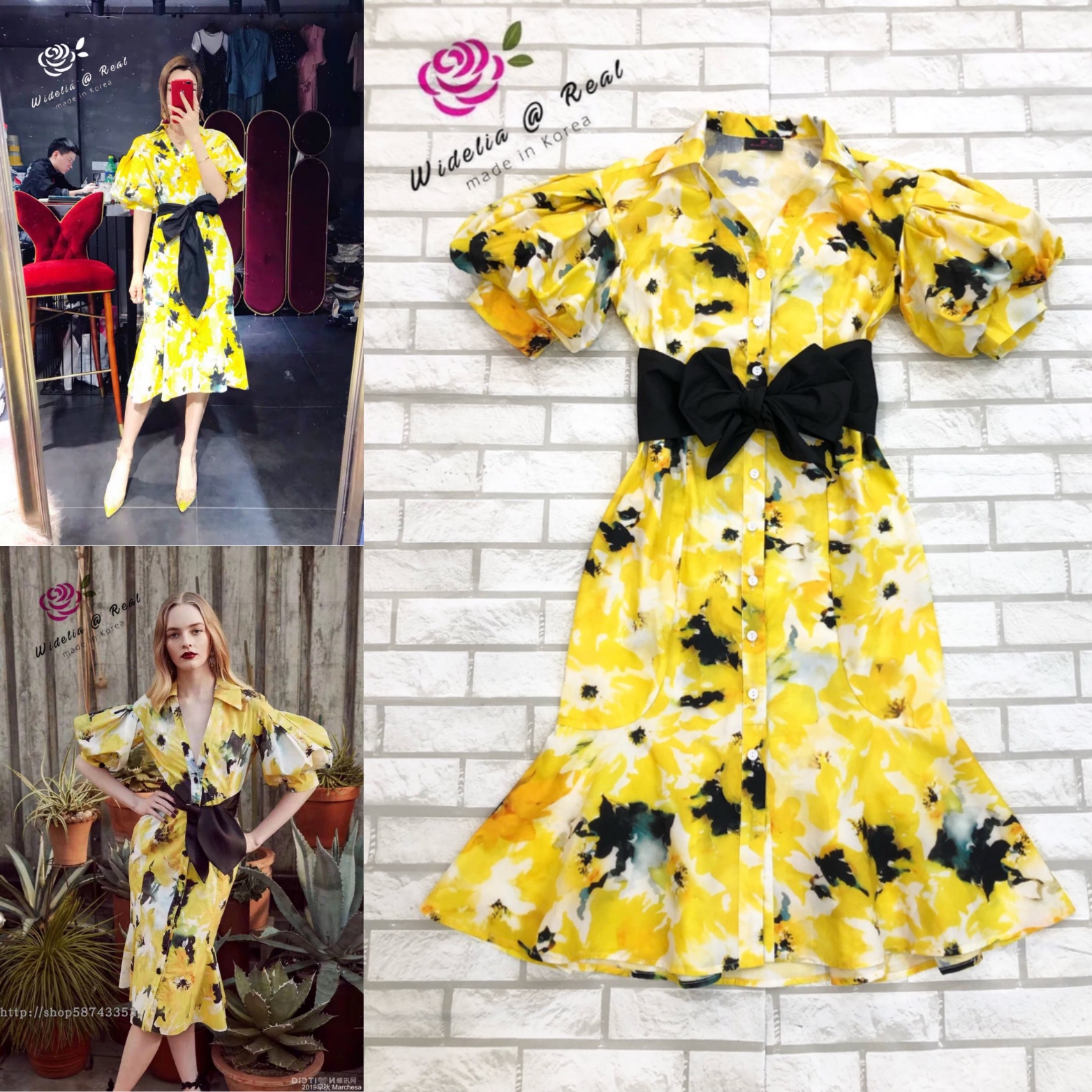 Korea Dress เดรสตัวสวย ช่วงแขนพองแบบอลังการ พองใหญ่มากๆ ทรงคอปก