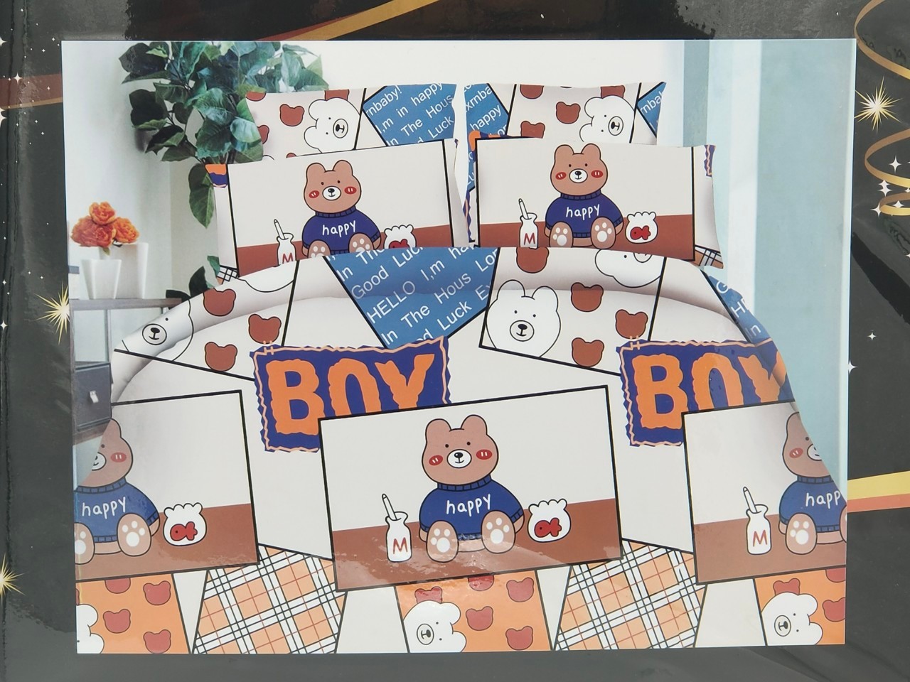 ชุดนวมลายการ์ตูน 6 ฟุต #มียางรัดมุม 360 องศา งานพรีเมี่ยม(เกรด AA) ( 6ชุดคละลาย)