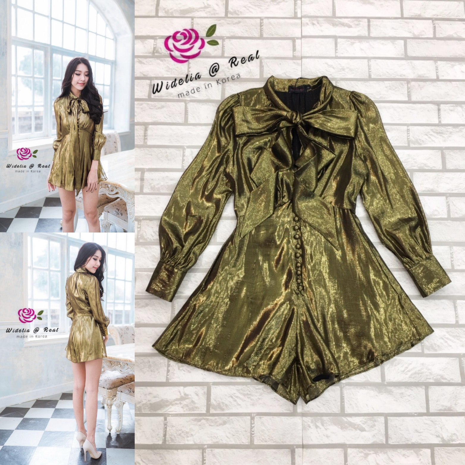 SRS Playsuit เพลสูทขาสั้น เนื้อผ้าเมทาลิคสวยมากๆ