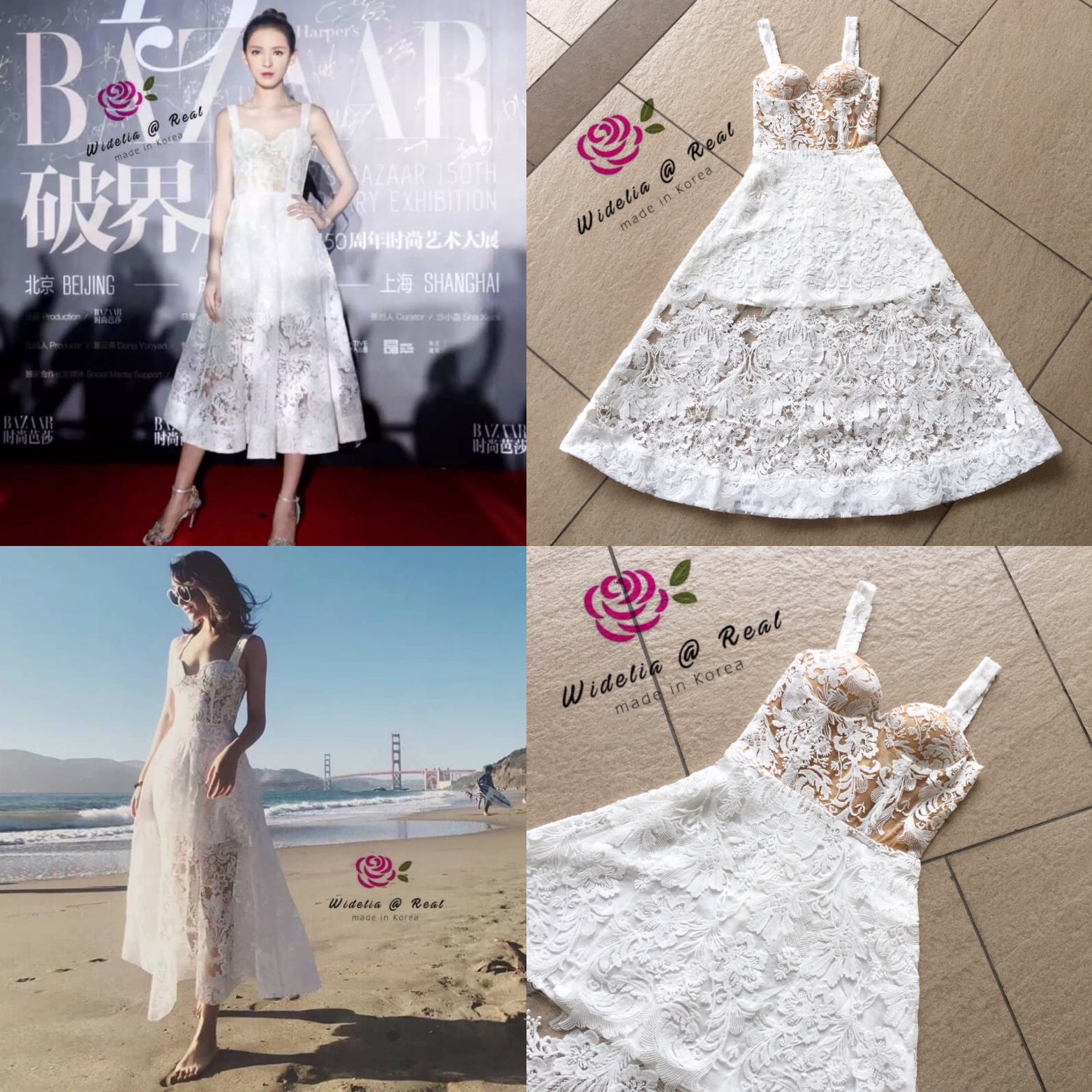 Zimmermann Dress เดรสสายเดี่ยวลูกไม้สีขาว ซับในสีน้ำตาล