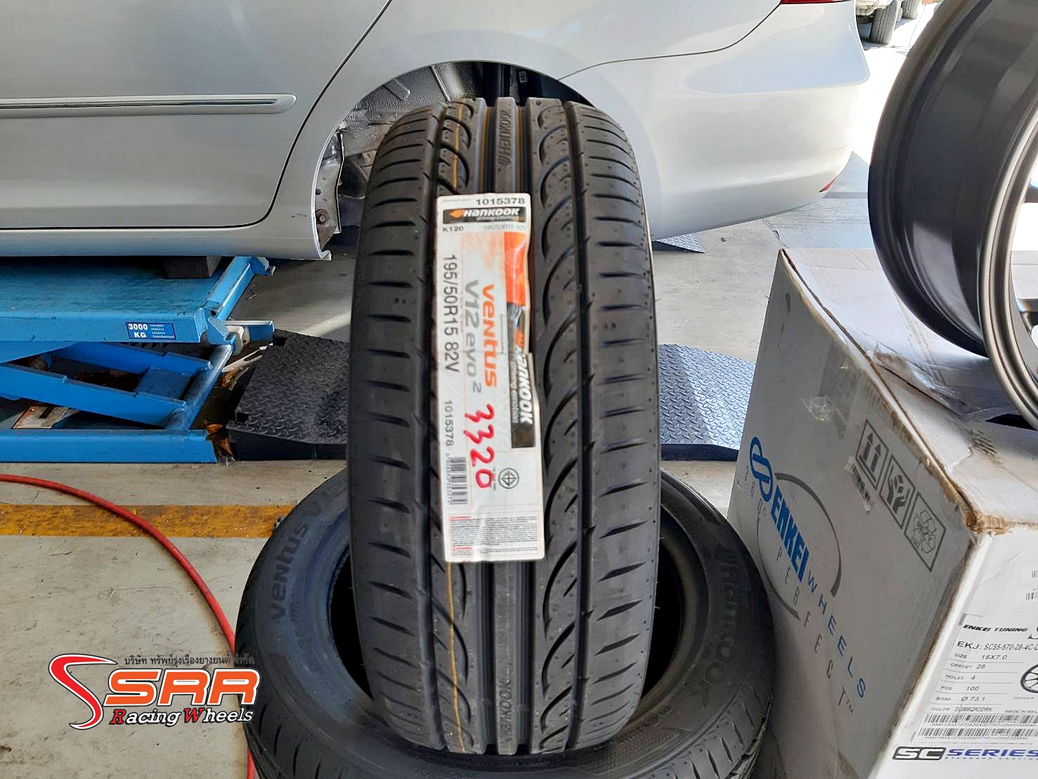 ENKEI TUNING SC55 ขอบ15 ET28 4x100 สีเทาตัวหนังสือแดง
