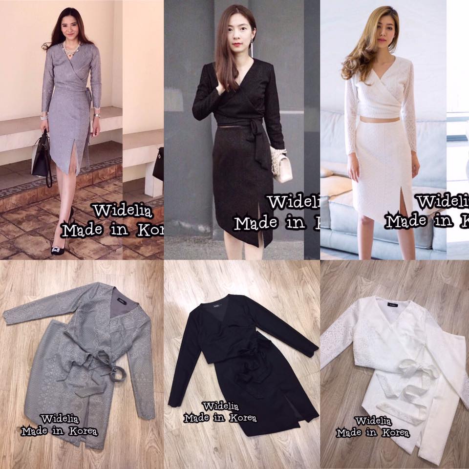 *พร้อมส่ง*EDMC Set :: เสื้อแขนยาวผ้าลูกไม้กับกระโปรงทรงสอบ