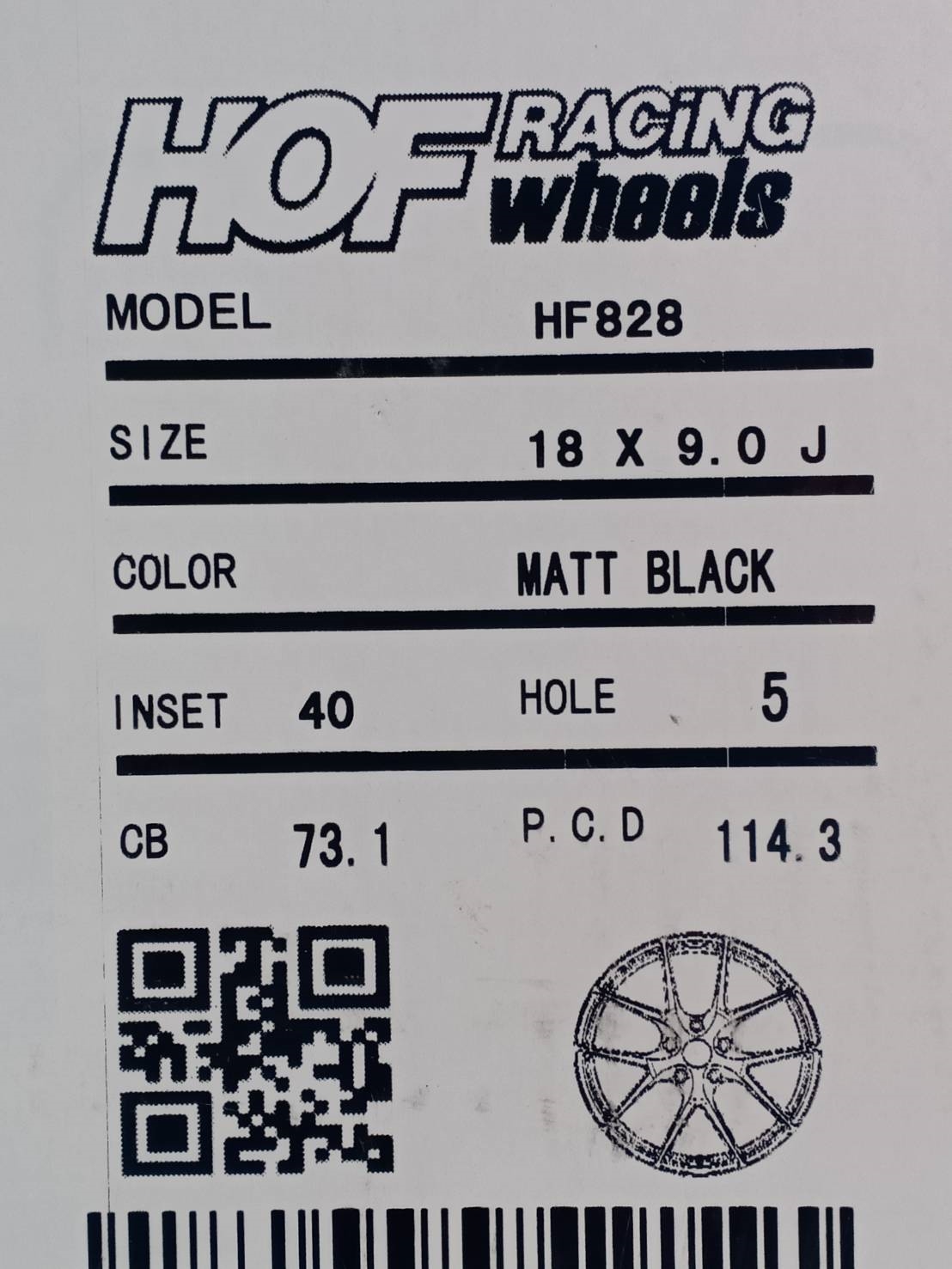 HRE HF828 ขอบ18 หน้า8 หลัง9 ET+40 5x114.3 MATT BLACK
