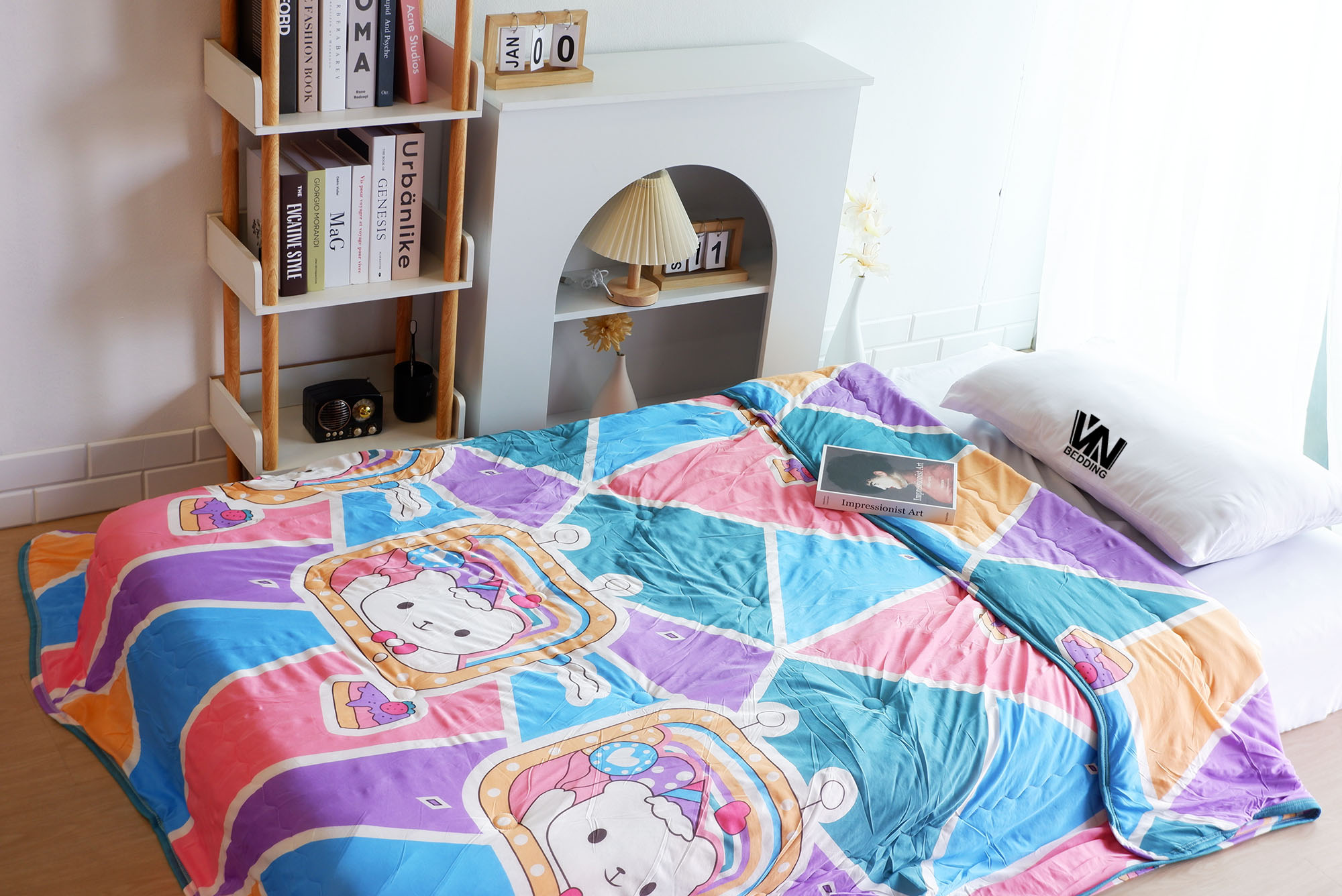 ผ้านวมใยไหมน้ำแร่ 7 ฟุต (คละลาย 12 ผืน)