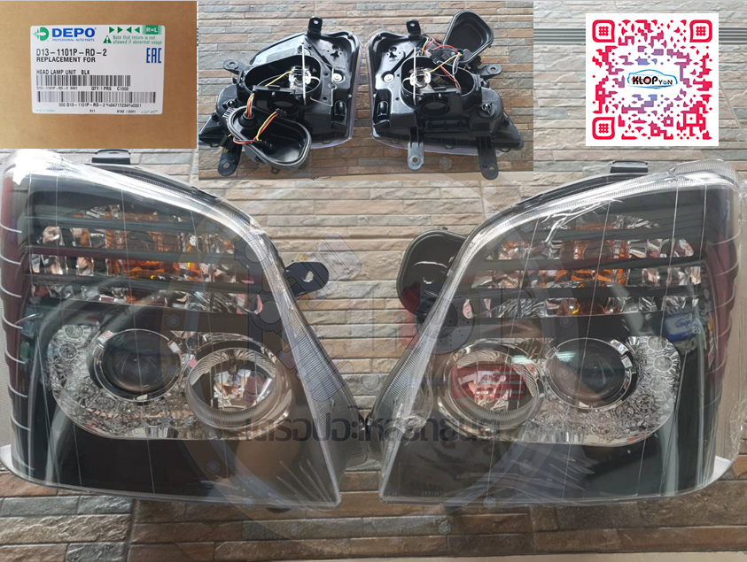 ไฟหน้าโปรเจคเตอร์(DEPO) ISUZU D-MAX สำหรับรถปี:2002-2005 สี:BLACK ข้าง:L/RH