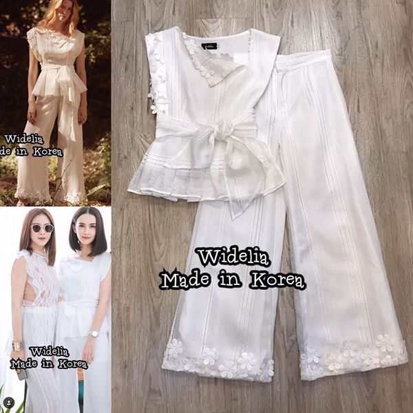 *พร้อมส่ง*JSD Set :: เสื้อแขนล้ำตัวเก๋กับกางเกงขายาวทรงตรง
