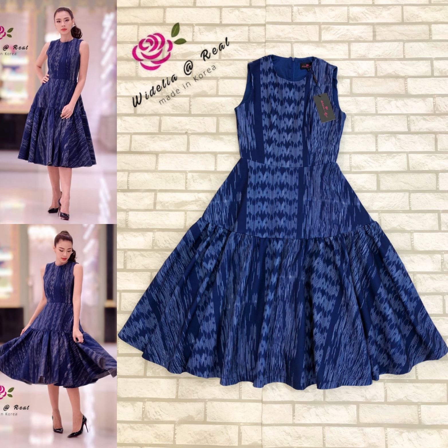 KNP Dress เดรสแขนกุด เนื้อผ้าพิมพ์ลาย ลวดลายผ้าไหมไทย สวยงามมากๆ