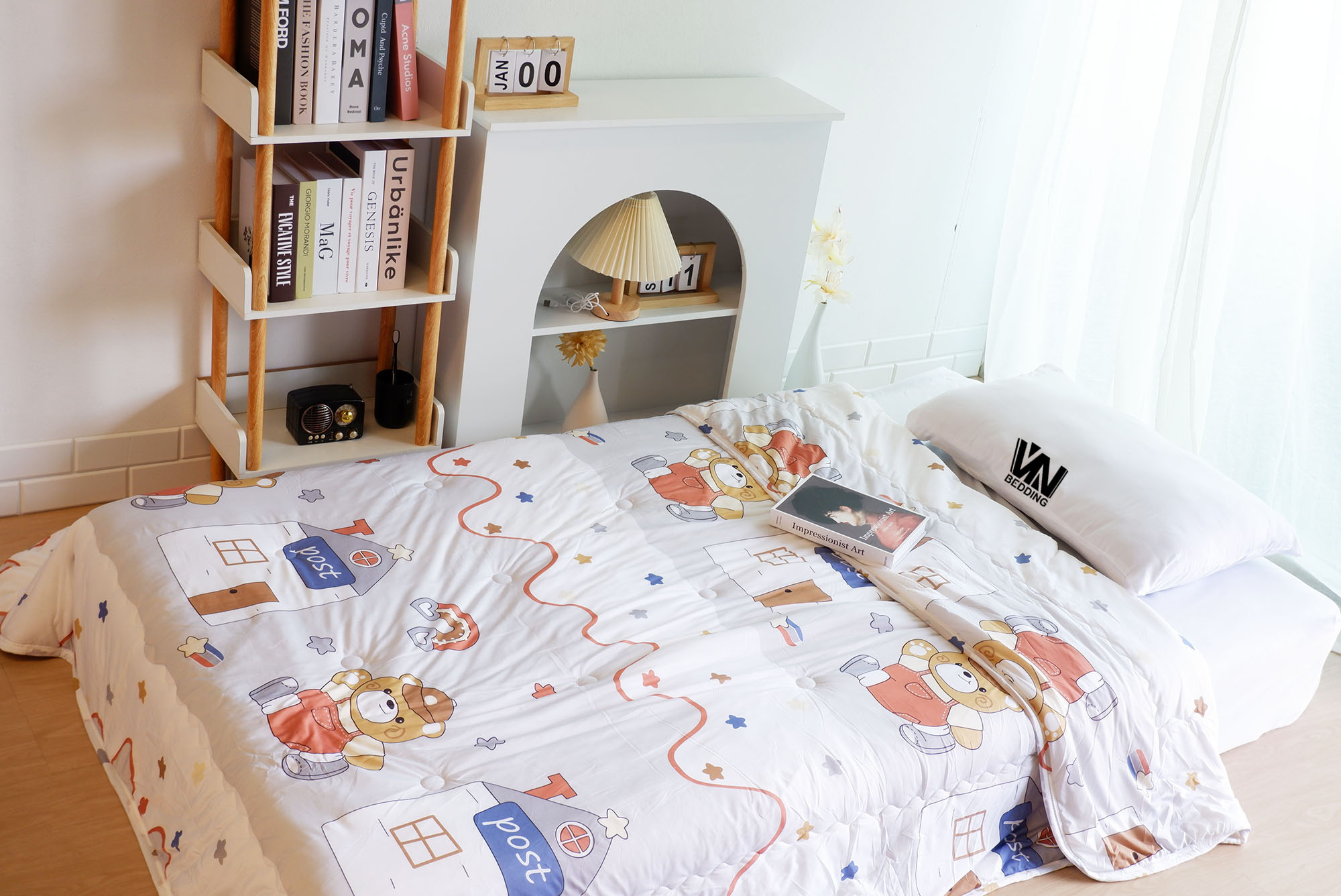 ผ้านวมใยไหมน้ำแร่ 7 ฟุต (คละลาย 12 ผืน)