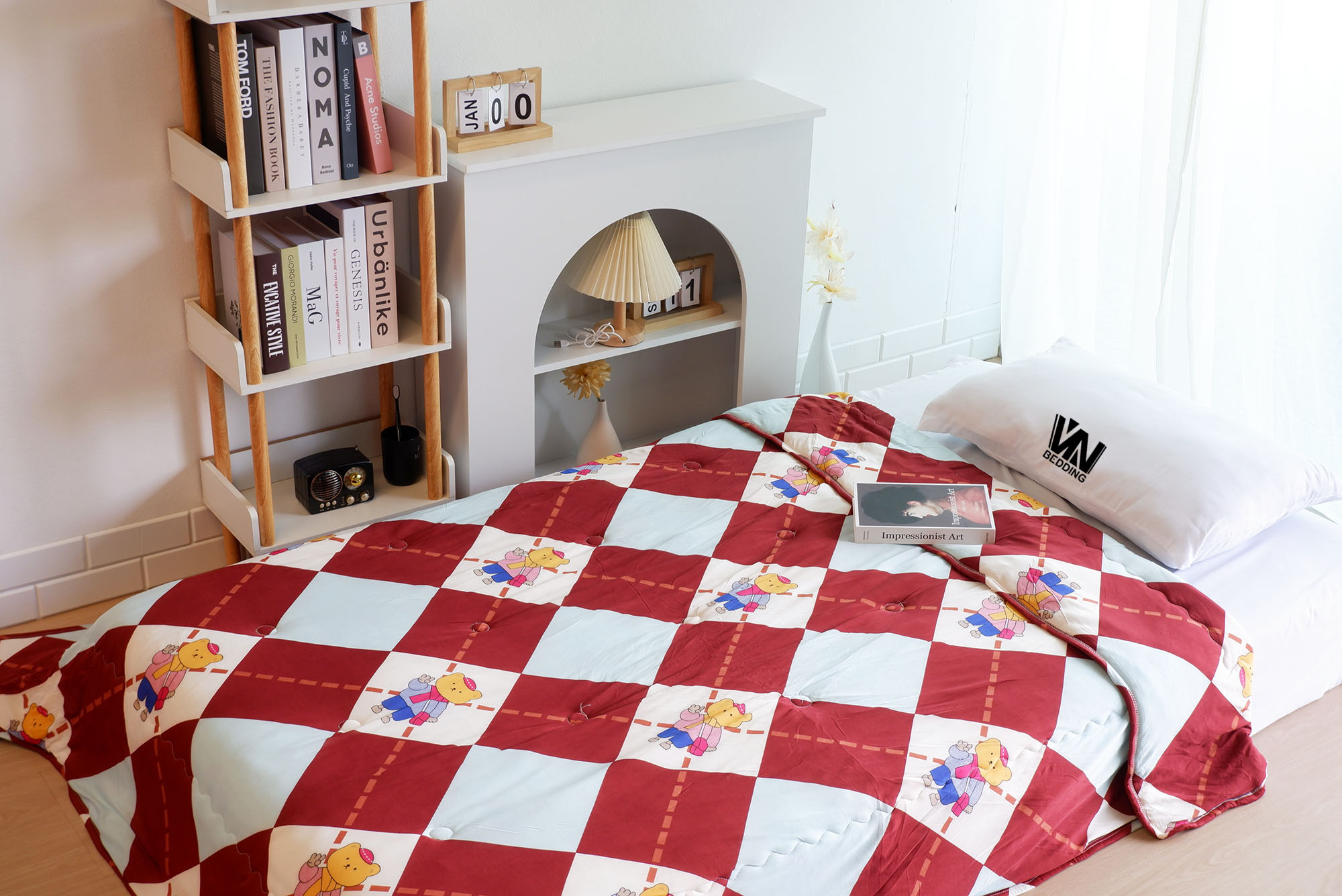 ผ้านวมใยไหมน้ำแร่ 7 ฟุต (คละลาย 12 ผืน)