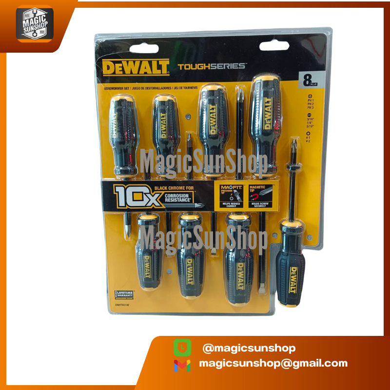 927210 DEWALT DWHT65102 ชุดไขควง MAXFIT (8 ชิ้น/ชุด) แกนทำจากโลหะ S2 เพิ่มความทนทานและไม่โค้งงอ
