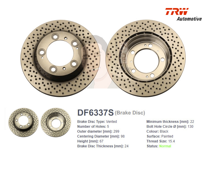 DF6337S จานเบรค-ดรัมเบรค(TRW) PORSCHE 911 / BOXSTER / CAYMAN ปี2000 R