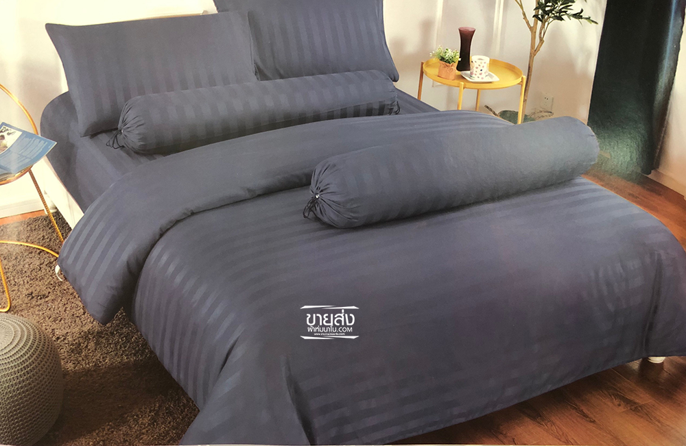 ชุดผ้าปูที่นอนลายริ้วโรงแรม 6 ฟุต (10ชุดคละสี)