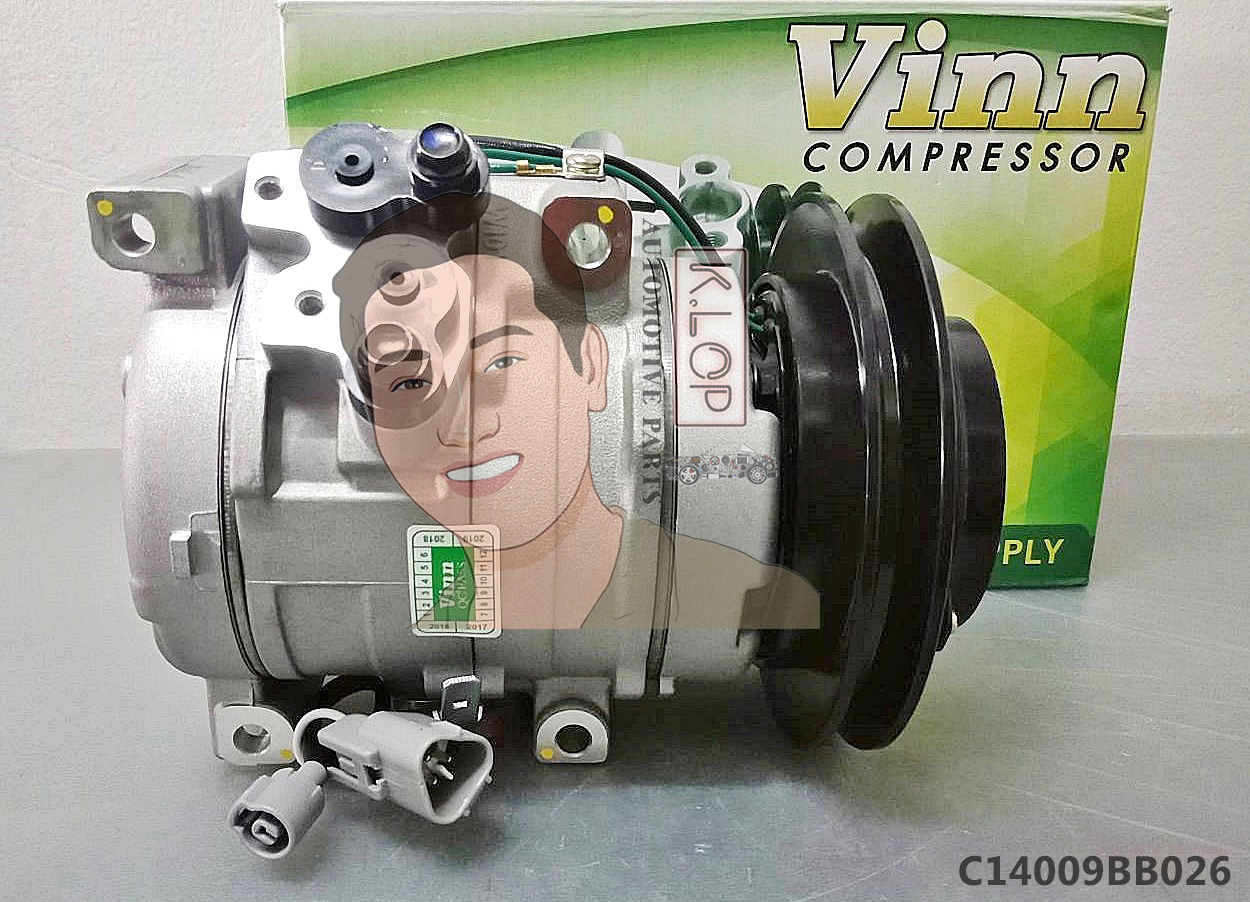 C14009BB026 คอมแอร์ยี่ห้อ Vinn (10S15C HINO ร่องA 24V ออกซ้าย (มีสวิทซ์ใต้ท้อง))