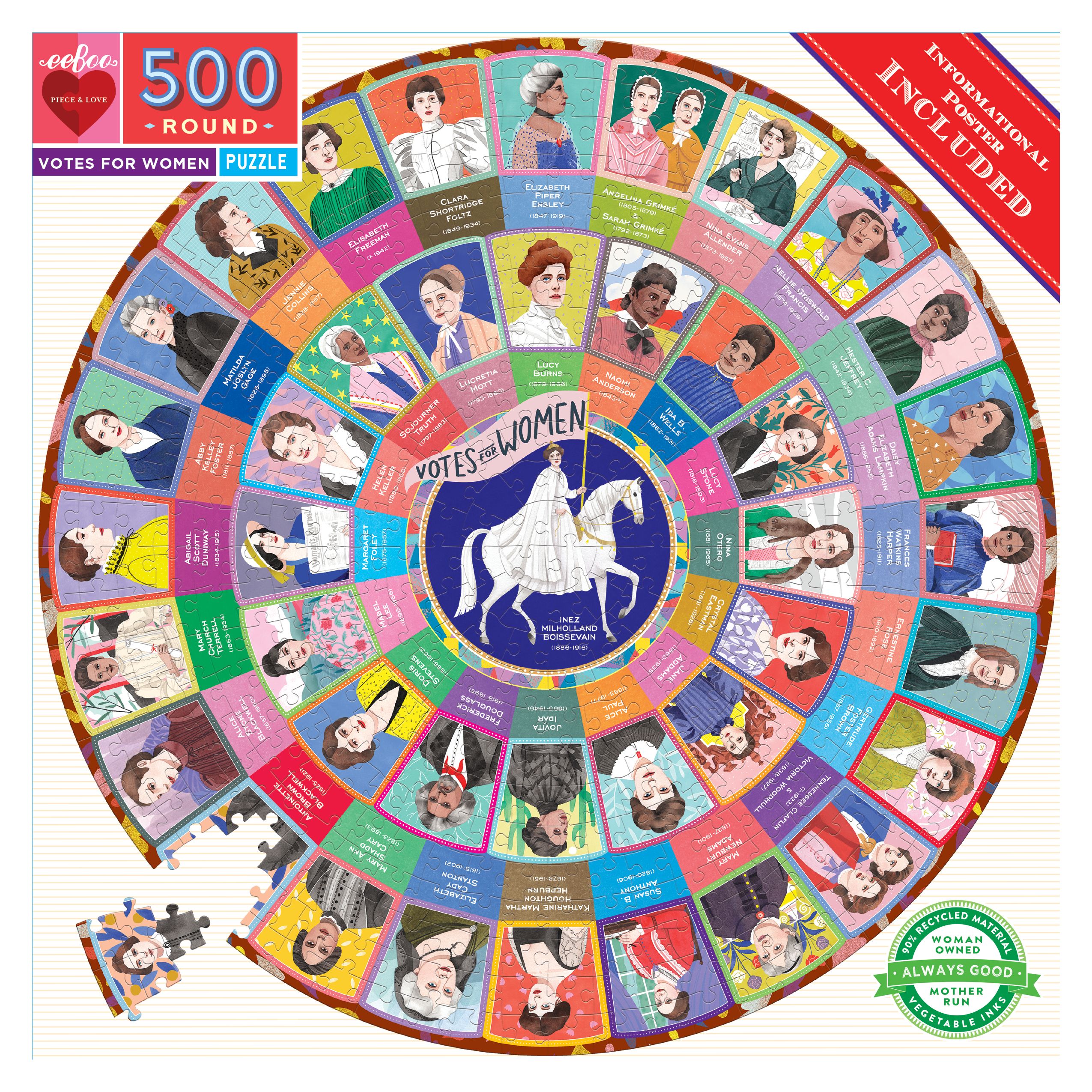 eeBoo - Votes for Women by Monica Garwood (Round Puzzle) 500 pcs.