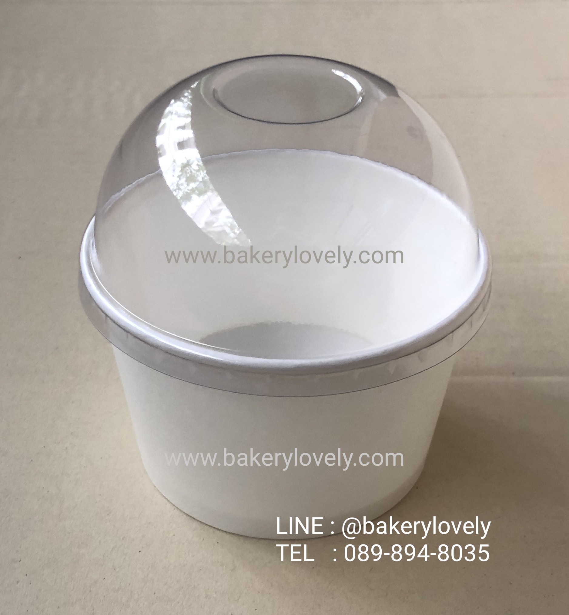 ถ้วยกระดาษ 18 ออนซ์ สีขาว + ฝาโดมสีใส