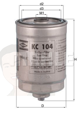 KC 104 กรองเชื้อเพลิง VOLVO S80, XC90 2.4D5 เก่า ยี่ห้อ MAHLE