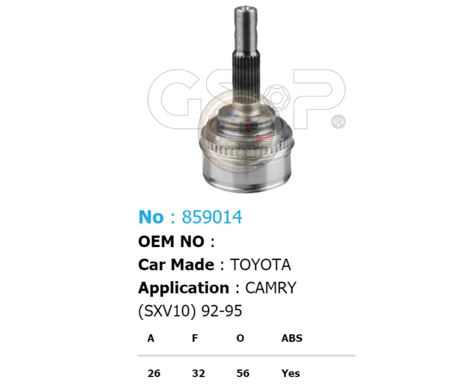 รหัสสินค้า 859014 [หัวเพลานอก ยี่ห้อGS-P] TOYOTA CAMRY SXV10/91-95