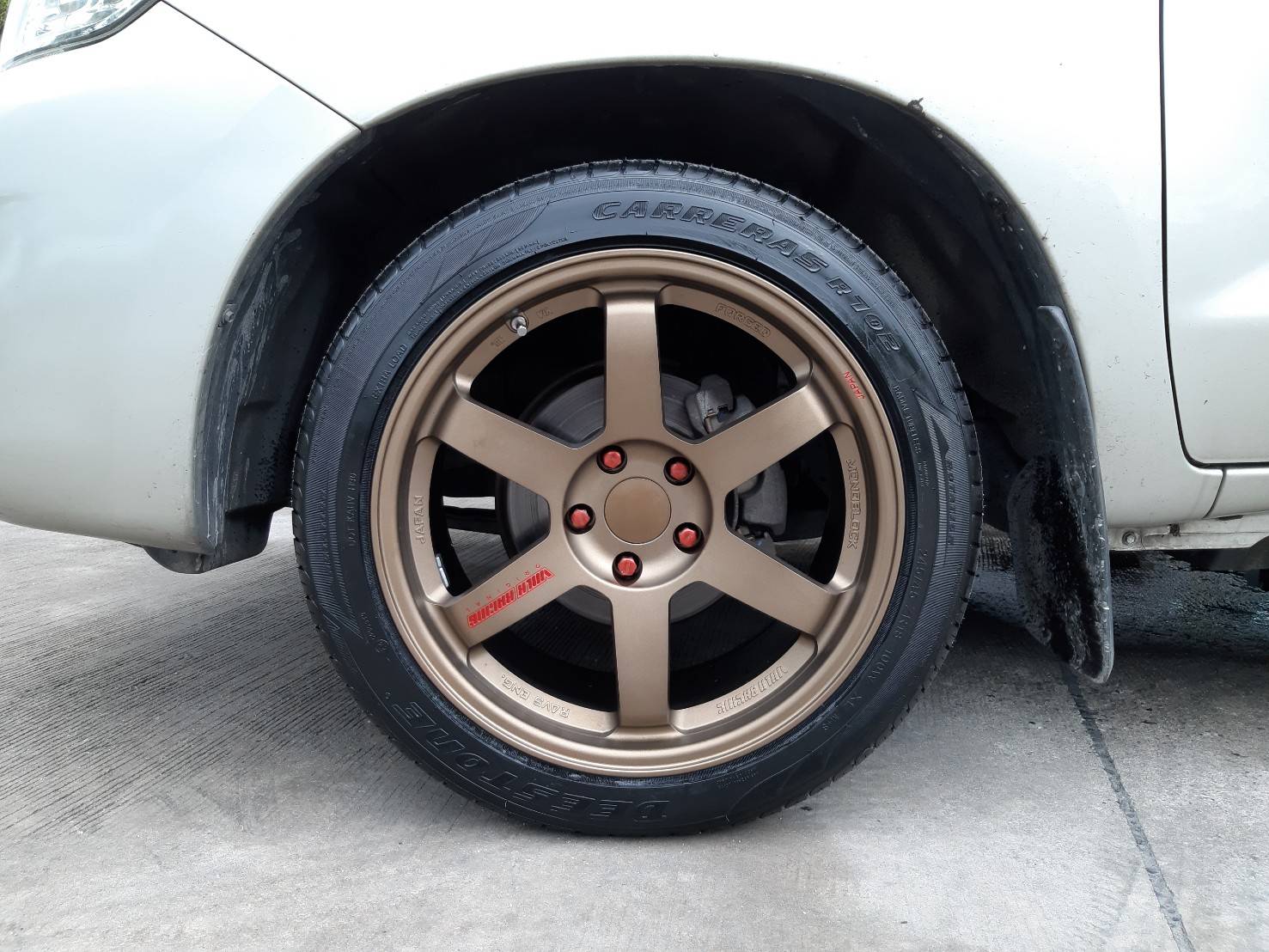 TE37 TMF-025 TK-37 FF ขอบ18 5x114.3 สีน้ำตาลหยอดแดง