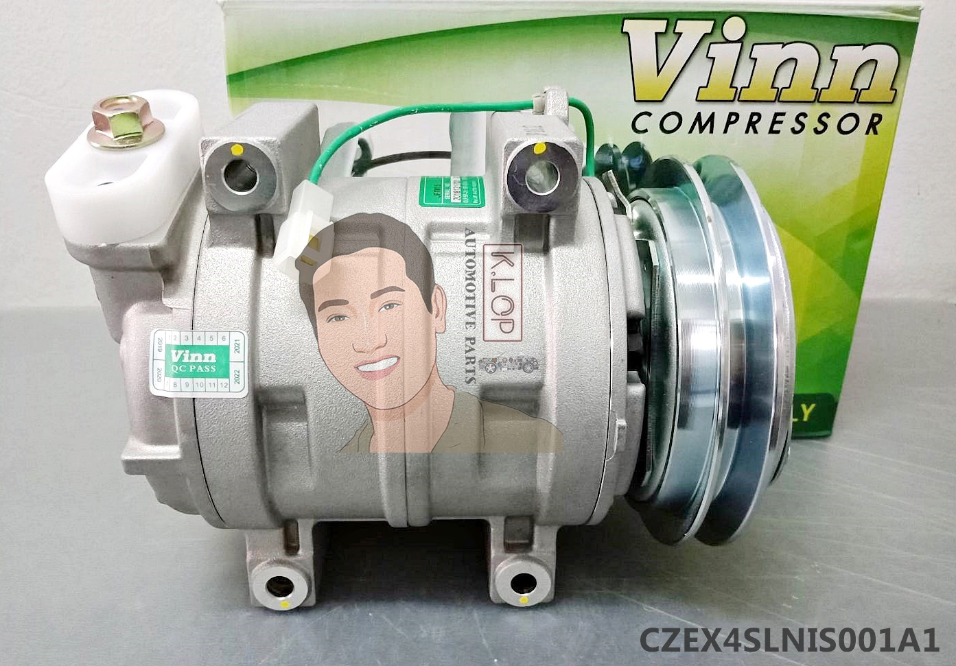 CZEX4SLNIS001A1 คอมแอร์ยี่ห้อ Vinn (ZEXEL 15CH ร่องA 24V. 4ขาร้อย เอียงซ้าย รูเล็ก)