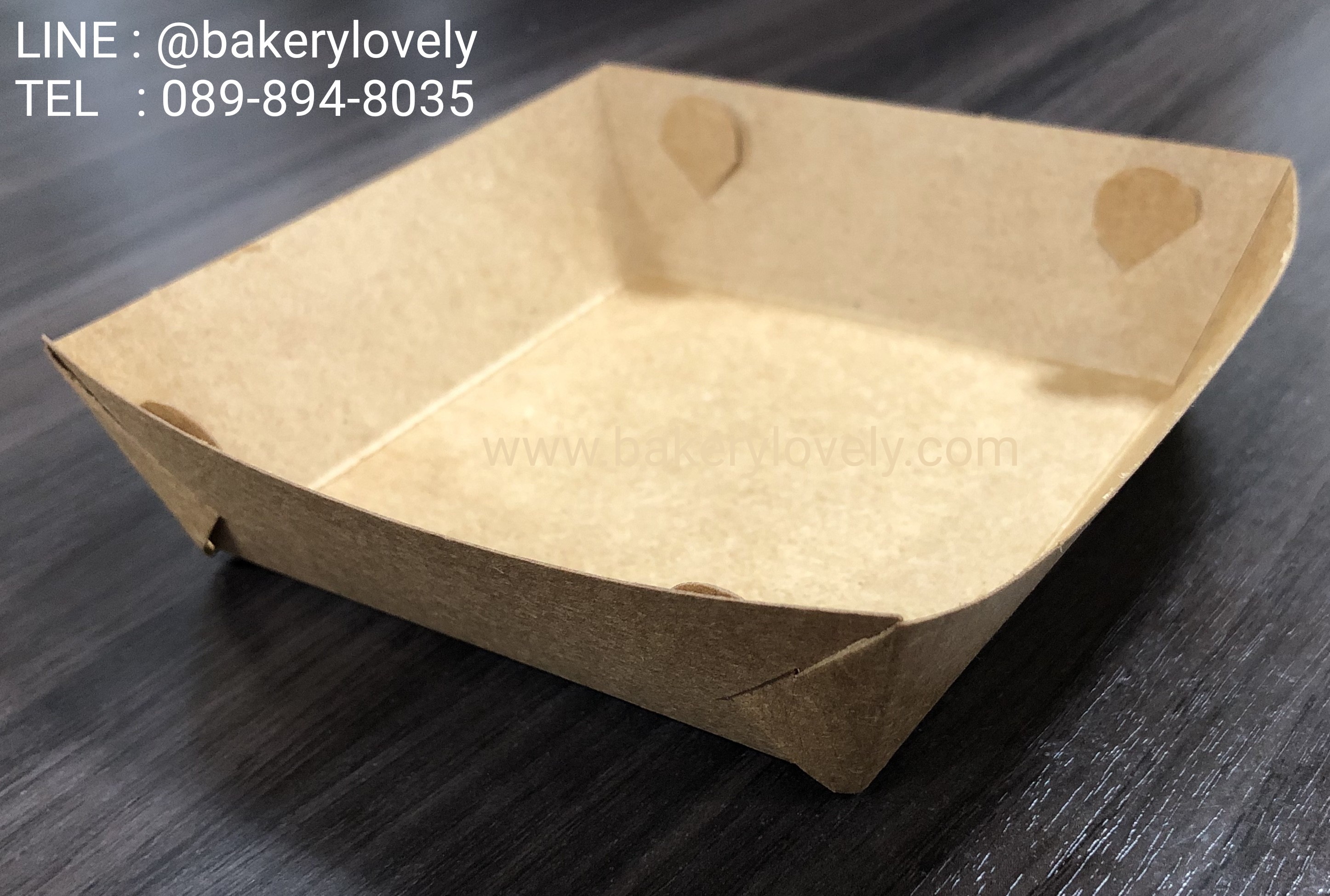 ถาดกระดาษ สีน้ำตาล 9x9x3 cm ขอบเรียบ ( ไม่เคลือบ )