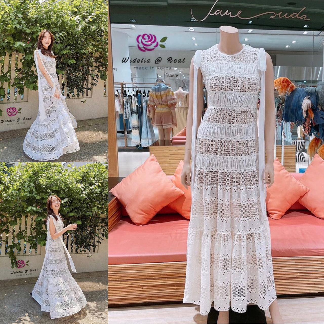 Janesuda Maxi Dress แม็กซี่เดรสตัวยาวแสนสวย เนื้อผ้าลูกไม้ปักฉลุมาอย่างดี