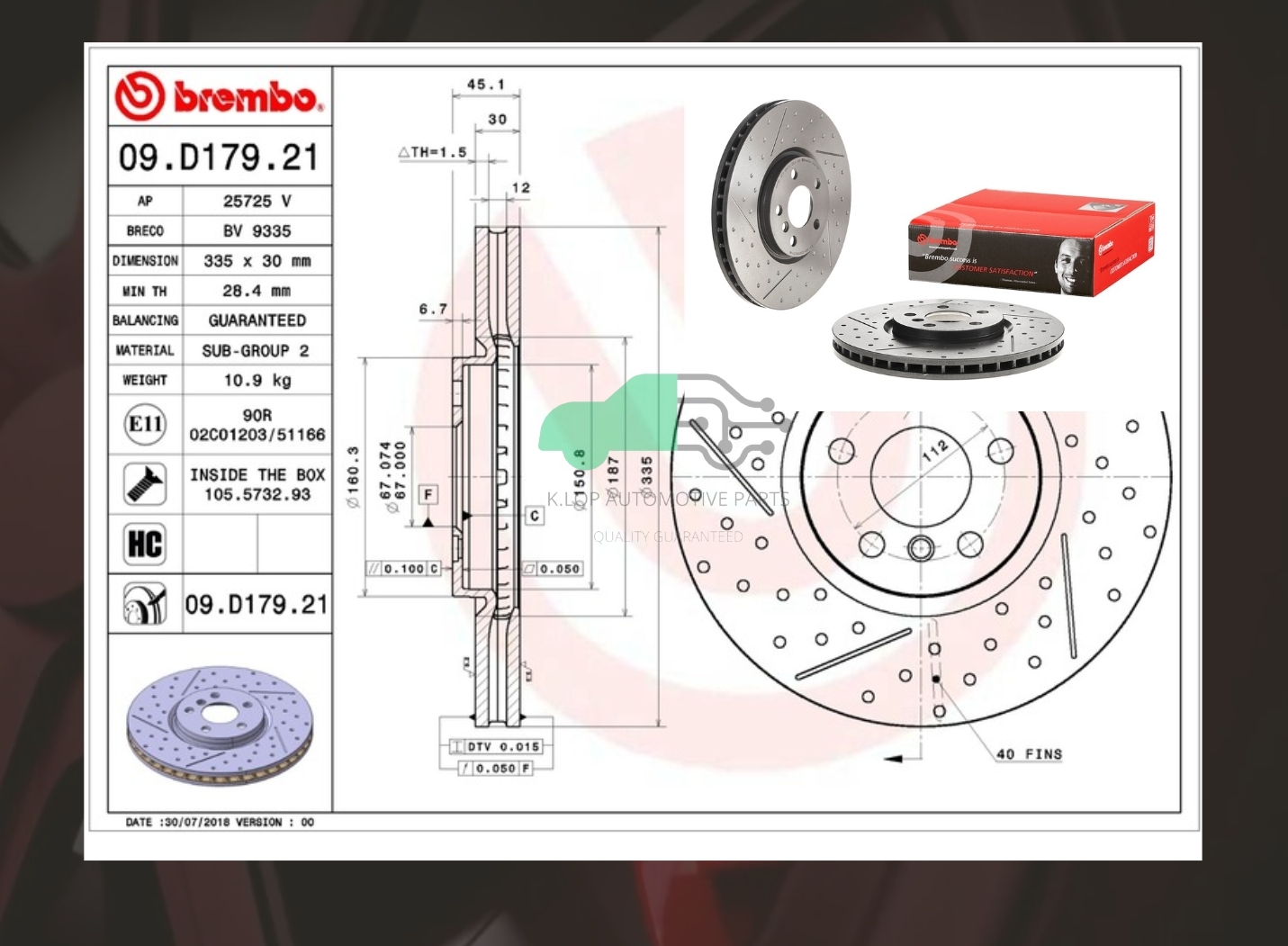09 D179 11 จานเบรคหน้า (ยี่ห้อ BREMBO) MINI JCW F56 F60 F54 F57 เจาะรู(HC)