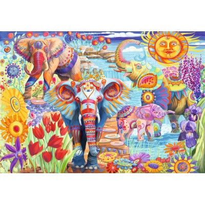 Bluebird Puzzle - Elephants in the Garden by Laura Audi 1000 pcs.